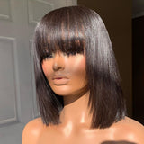 Lisa | Perruque Lace BOB pré-épilée avec frange | Lisse soyeux