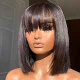 Lisa | Perruque Lace BOB pré-épilée avec frange | Lisse soyeux