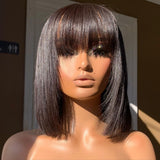 Lisa | Perruque Lace BOB pré-épilée avec frange | Lisse soyeux