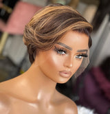 Lewis | Perruque Cheveux Naturels Vierge Pixie Coupe Courte Blond Mèches Pré-épilée