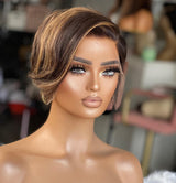 Lewis | Perruque Cheveux Naturels Vierge Pixie Coupe Courte Blond Mèches Pré-épilée