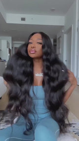 Perrque 5x5 à fermeture, Cheveux ondulés (Body Wave), Tissage invisible (Skin Melt), Dentelle Suisse