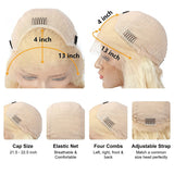 ANGUS | Perruque Lace Front en cheveux humains blonds pré-épilés avec frange | Lisse et soyeuse