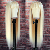 ANGUS | Perruque Lace Front en cheveux humains blonds pré-épilés avec frange | Lisse et soyeuse