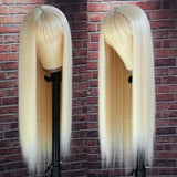 ANGUS | Perruque Lace Front en cheveux humains blonds pré-épilés avec frange | Lisse et soyeuse