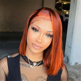 Isis | Perruque Bob Lace Front Cheveux Naturels Pré-Épilés Teintés Gingembre