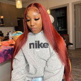 Perruque Lace Front Cheveux Humains Précolorés Rouge Clair 13X6