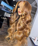 {50% de réduction} Perruque Lace Front 13x6 en cheveux naturels fondus, couleur mélangée, ondulée, avec une délicate ligne de cheveux
