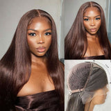 Perruque Lace Front 13x6 3D Cheveux Humains, Frontale Complète, Effet Invisible, Pré-épilée | Marron
