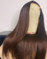 Perruque Lace Front 13x6 3D Cheveux Humains, Frontale Complète, Effet Invisible, Pré-épilée | Marron