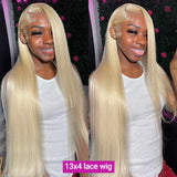 Perruque frontale complète 3D 13x4 en cheveux humains blonds 613 avec dentelle HD et pré-épilée