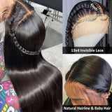 {Vente Flash} Perruque Lace Frontale 13x4 3D FULL FRONTAL Cheveux Humains Raides Pré-épilés Effet Peau fondue