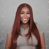 Dominique | Perruque Lace Front Cheveux Humains Ondulés Châtain Roux/Auburn