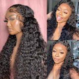 Perruque de cheveux humains Lace Front avec dentelle Skin Melt pré-épilée 3D FULL FRONTAL 13x6 | Water Wave